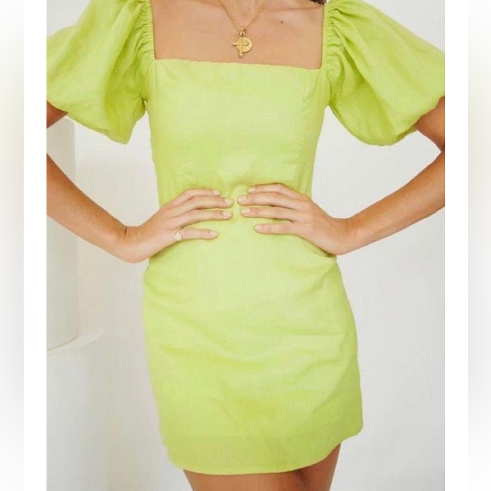 VRG GIRL Green Puff Sleeve Dress